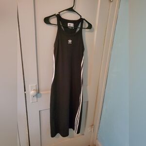 Adidas Black Maxi Tank Dress 3 Stripes